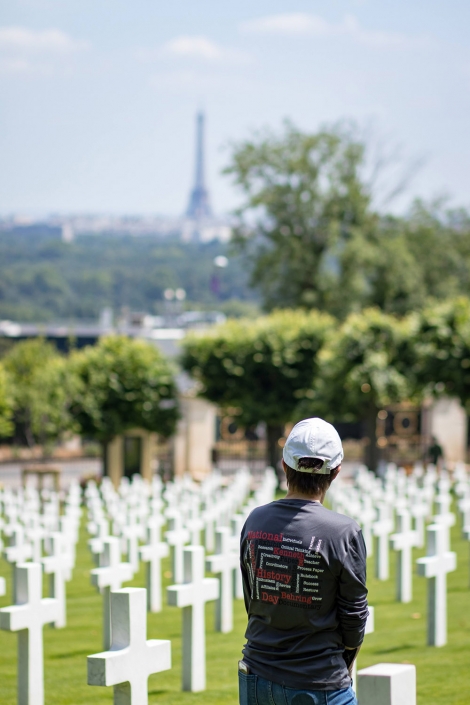 A View Of The Eiffel Tower From Suresnes American Cemetery